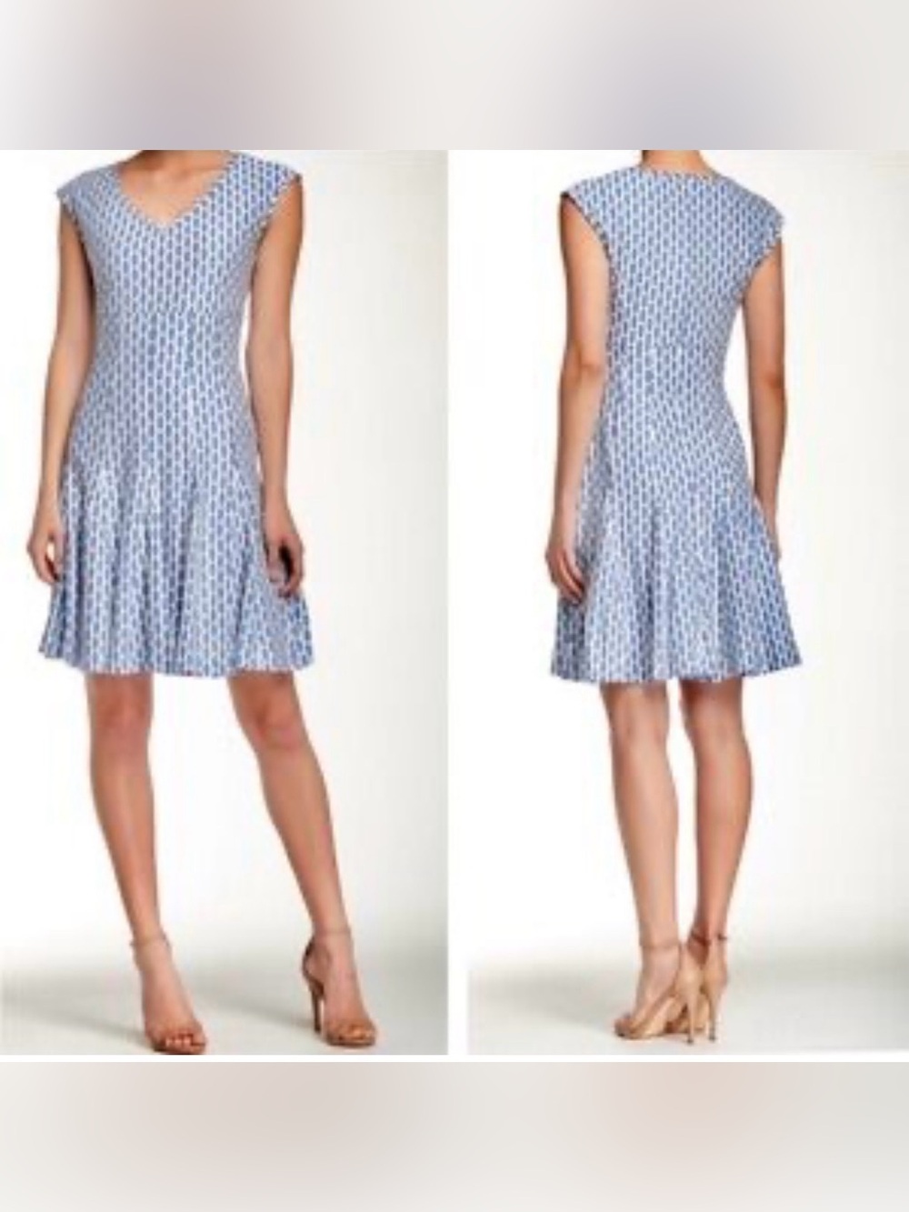 Taylor V-Neck Aline Pleated Midi Dress Size 2=XS